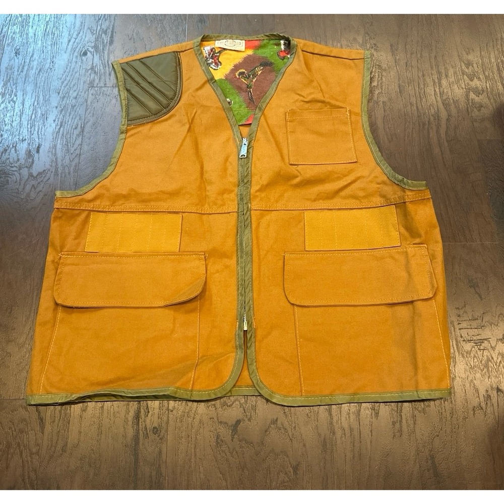 VTG 70s / 80s SafTBak Canvas Vest - Pheasant Hunting‎ - Brown / Green